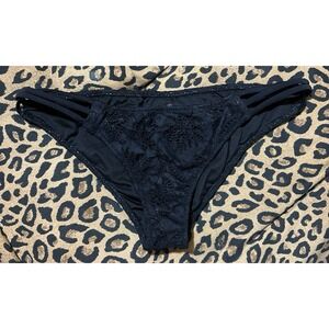 Victoria's Secret Swim The Strappy Cheeky Bikini Bottoms in Black‎ Lace, Small